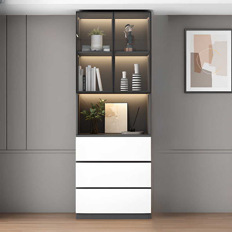 Freestanding Modern Tall Wood Open Storage Wine Cabinet
