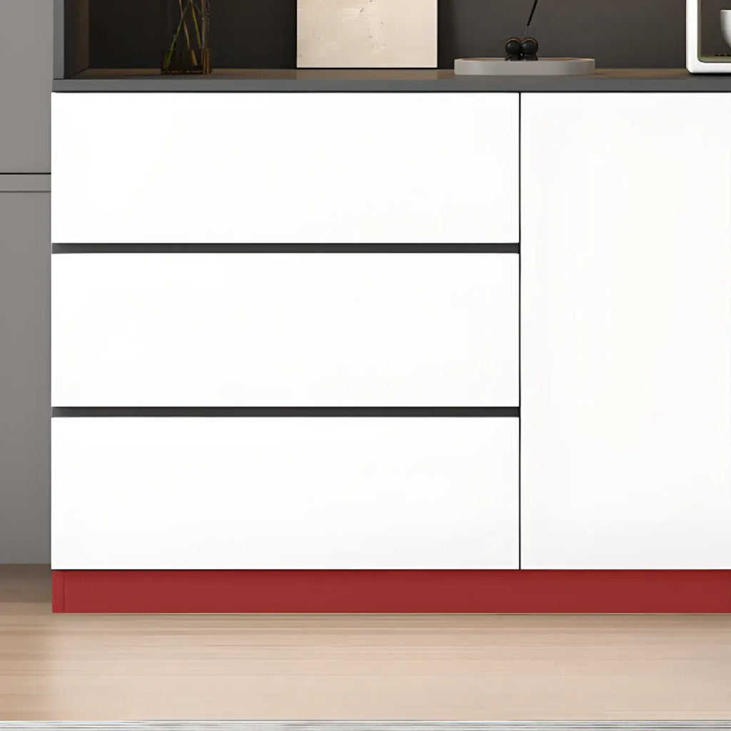 Freestanding Modern Tall Wood Open Storage Wine Cabinet