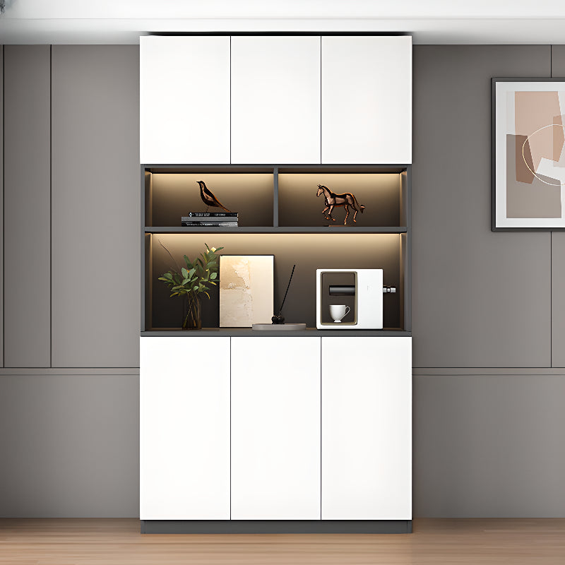 Freestanding Modern Tall Wood Open Storage Wine Cabinet