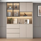 Freestanding Modern Tall Wood Open Storage Wine Cabinet