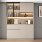 Freestanding Modern Tall Wood Open Storage Wine Cabinet