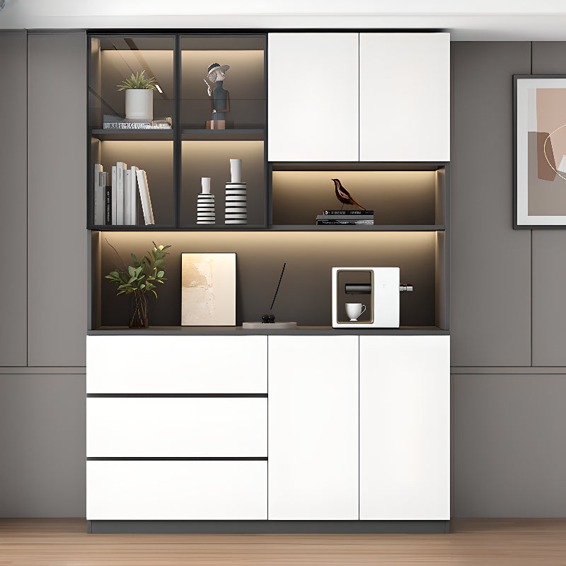 Freestanding Modern Tall Wood Open Storage Wine Cabinet