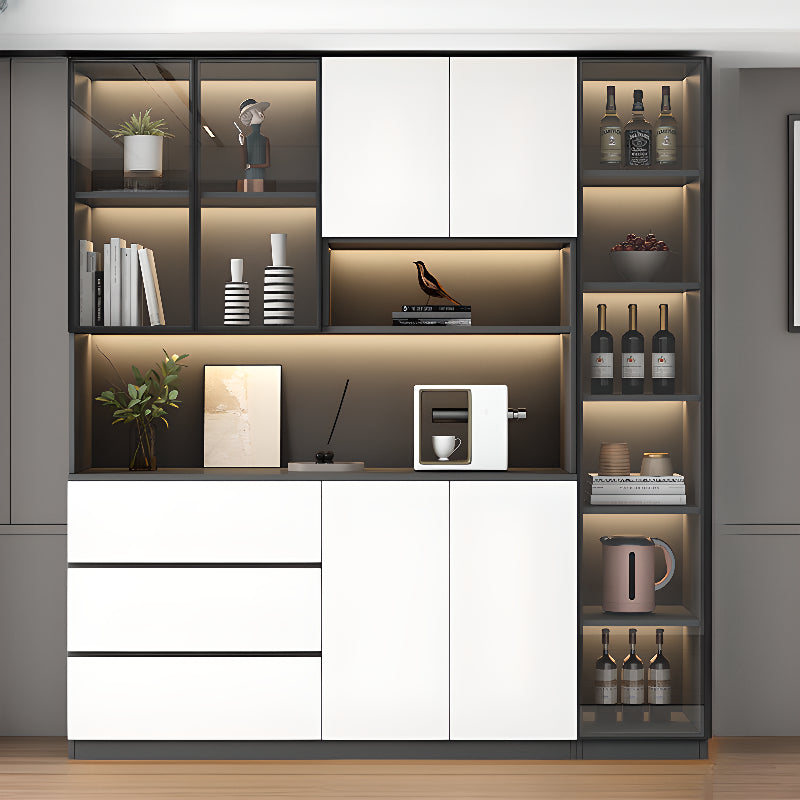 Freestanding Modern Tall Wood Open Storage Wine Cabinet