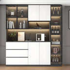 Freestanding Modern Tall Wood Open Storage Wine Cabinet