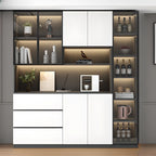 Freestanding Modern Tall Wood Open Storage Wine Cabinet