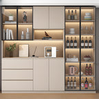 Freestanding Modern Tall Wood Open Storage Wine Cabinet