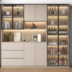 Freestanding Modern Tall Wood Open Storage Wine Cabinet