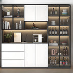 Freestanding Modern Tall Wood Open Storage Wine Cabinet