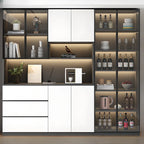 Freestanding Modern Tall Wood Open Storage Wine Cabinet