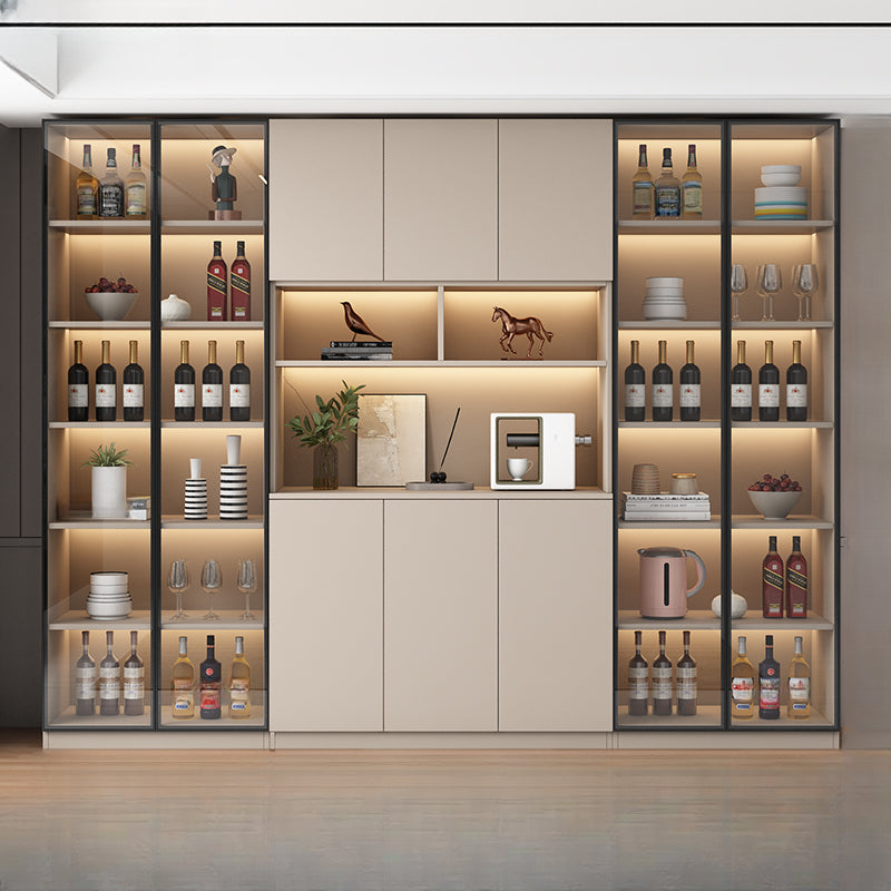 Freestanding Modern Tall Wood Open Storage Wine Cabinet