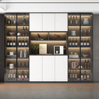 Freestanding Modern Tall Wood Open Storage Wine Cabinet