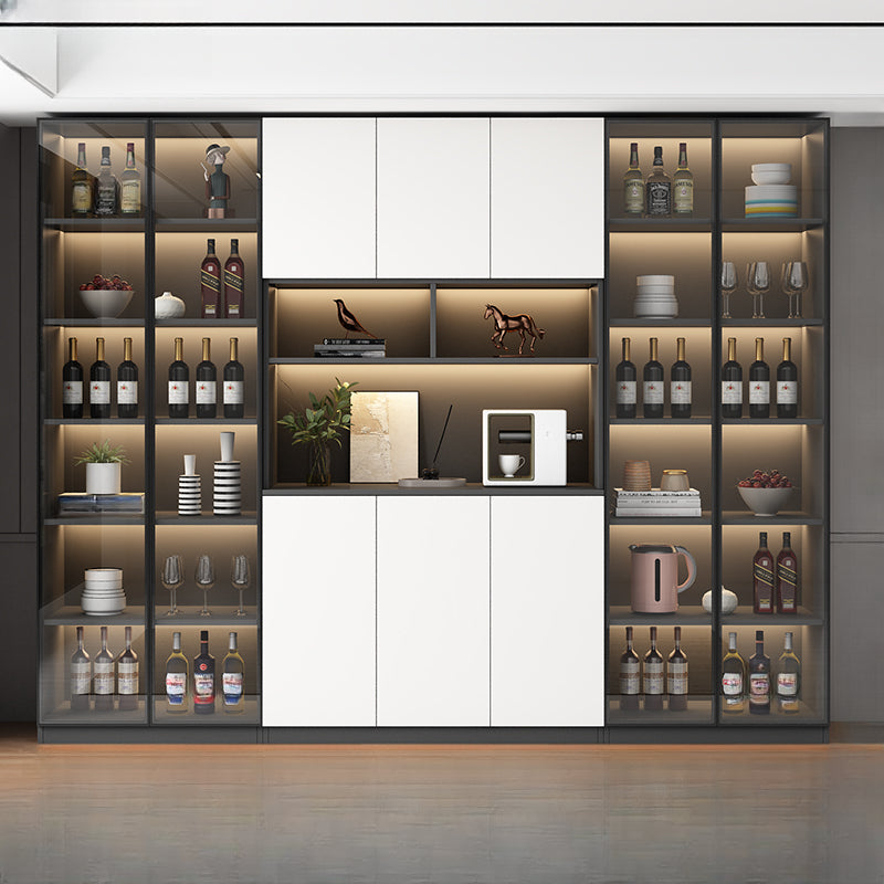 Freestanding Modern Tall Wood Open Storage Wine Cabinet