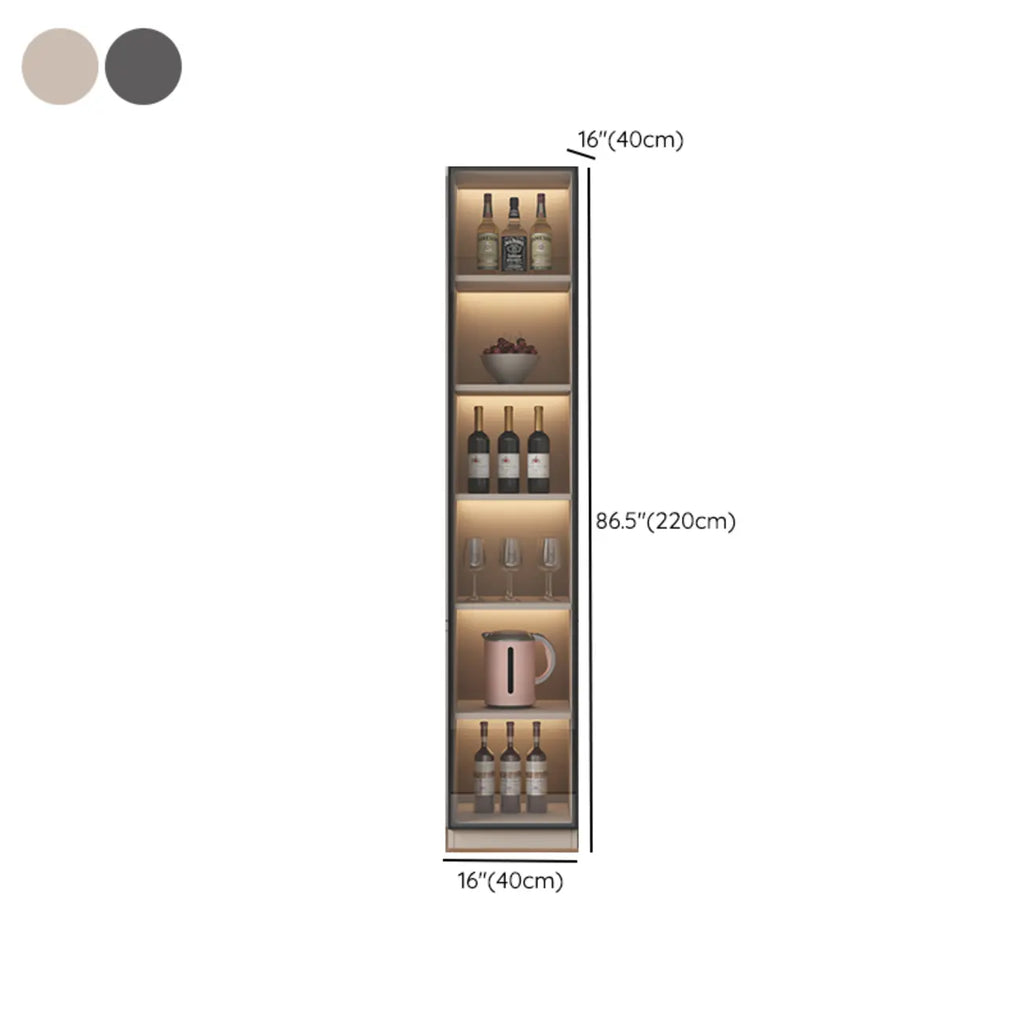 Freestanding Modern Tall Wood Open Storage Wine Cabinet