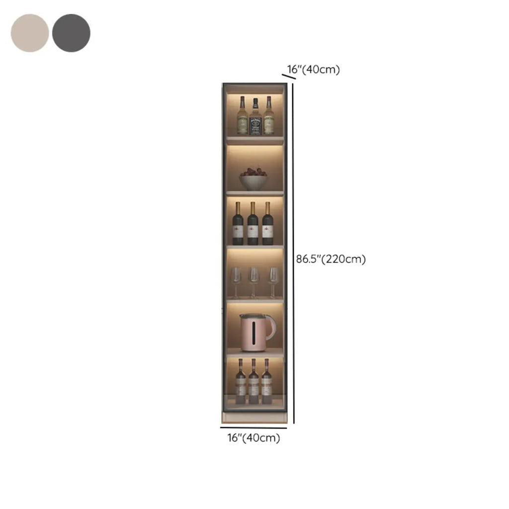 Freestanding Modern Tall Wood Open Storage Wine Cabinet