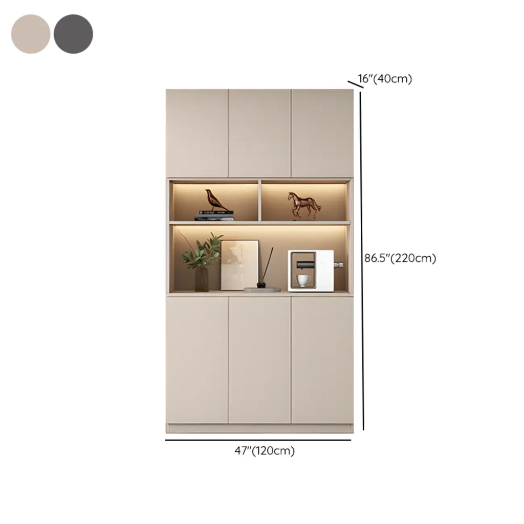 Freestanding Modern Tall Wood Open Storage Wine Cabinet