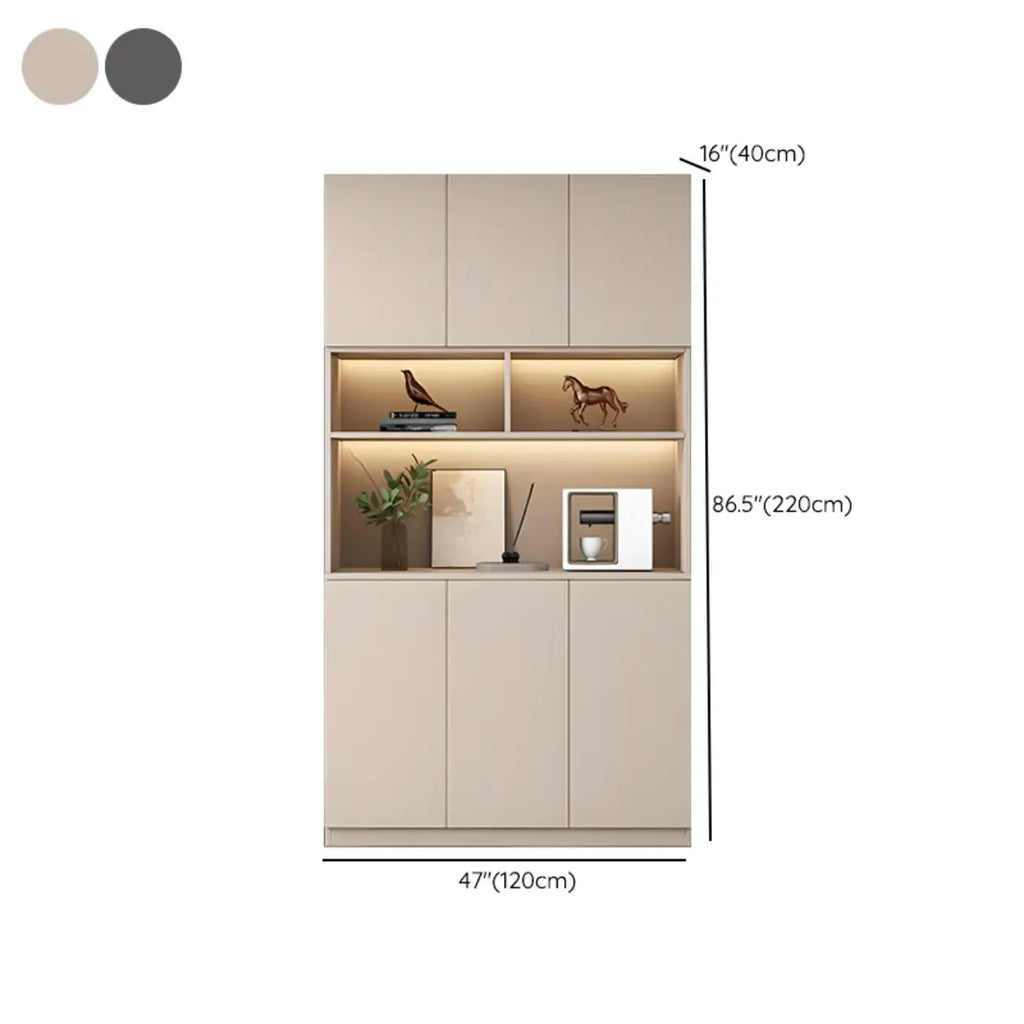 Freestanding Modern Tall Wood Open Storage Wine Cabinet
