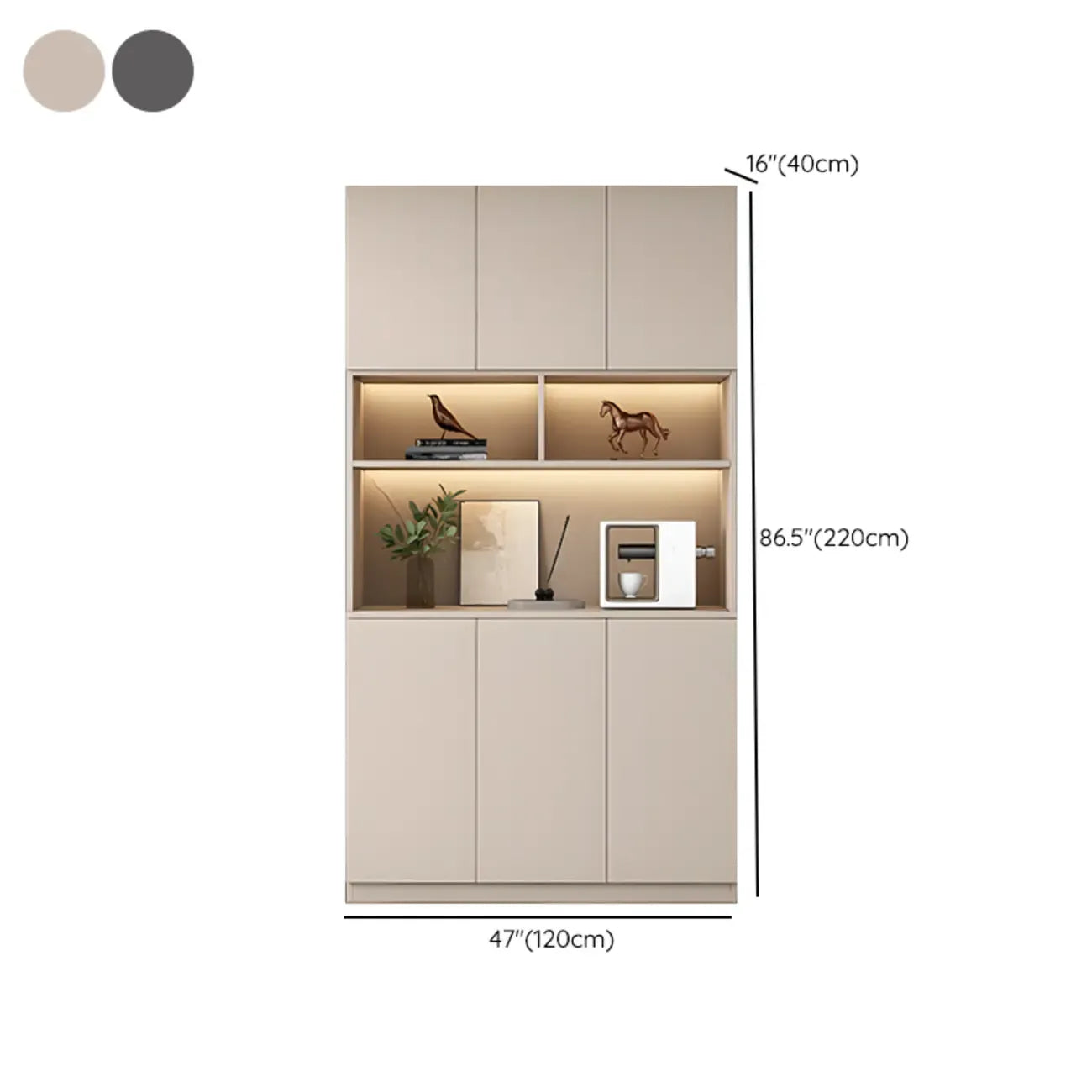 Freestanding Modern Tall Wood Open Storage Wine Cabinet