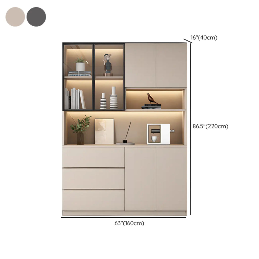 Freestanding Modern Tall Wood Open Storage Wine Cabinet