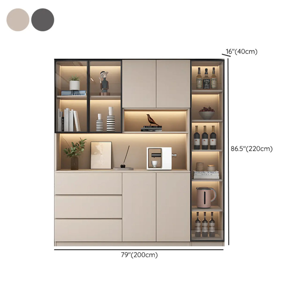 Freestanding Modern Tall Wood Open Storage Wine Cabinet