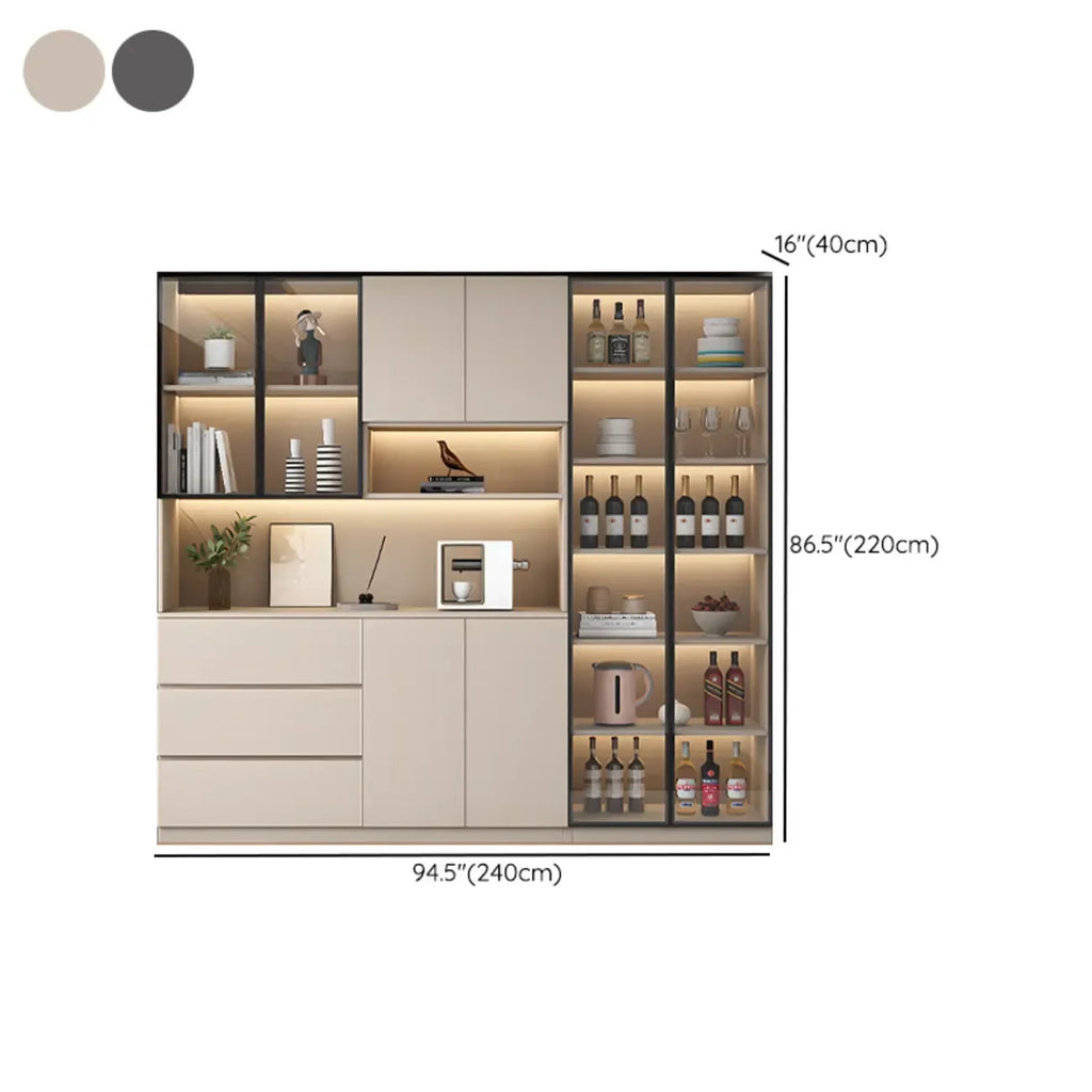 Freestanding Modern Tall Wood Open Storage Wine Cabinet