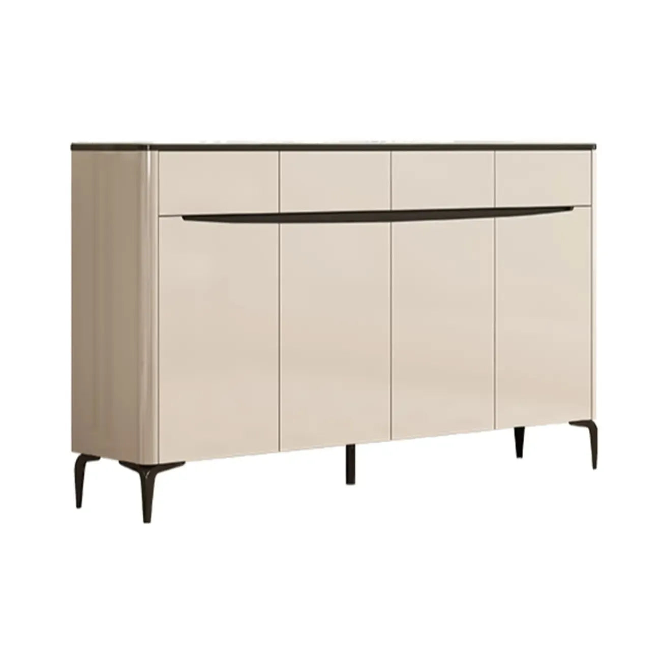 Khaki Wood Entryway Shoe Cabinet Marble Top