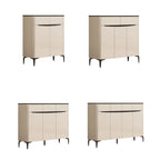 Khaki Wood Entryway Shoe Cabinet Marble Top