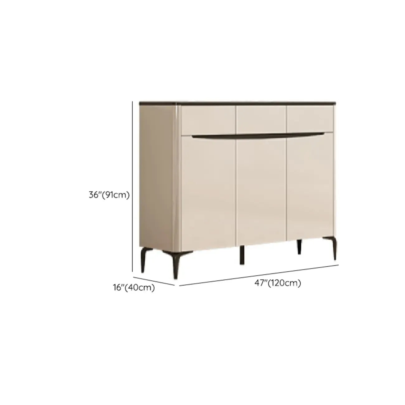 Khaki Wood Entryway Shoe Cabinet Marble Top