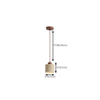 Modern Beige Stone Wood Disc Cylinder Pendant Light