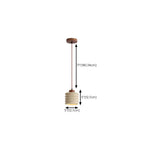 Modern Beige Stone Wood Disc Cylinder Pendant Light