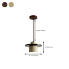 Modern Beige Stone Wood Disc Cylinder Pendant Light