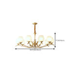 Mid-Century Modern White Glass Elegant Gold Chandelier