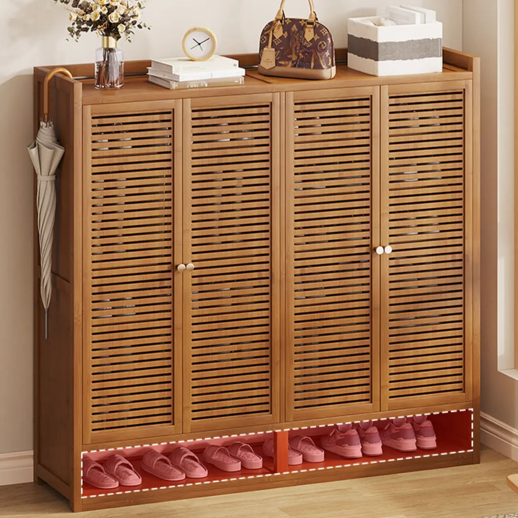 Rustic Bamboo Brown Shoe Cabinet for Entryway