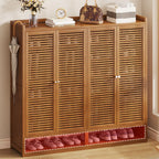 Rustic Bamboo Brown Shoe Cabinet for Entryway