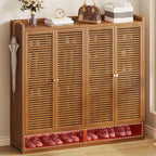Rustic Bamboo Brown Shoe Cabinet for Entryway
