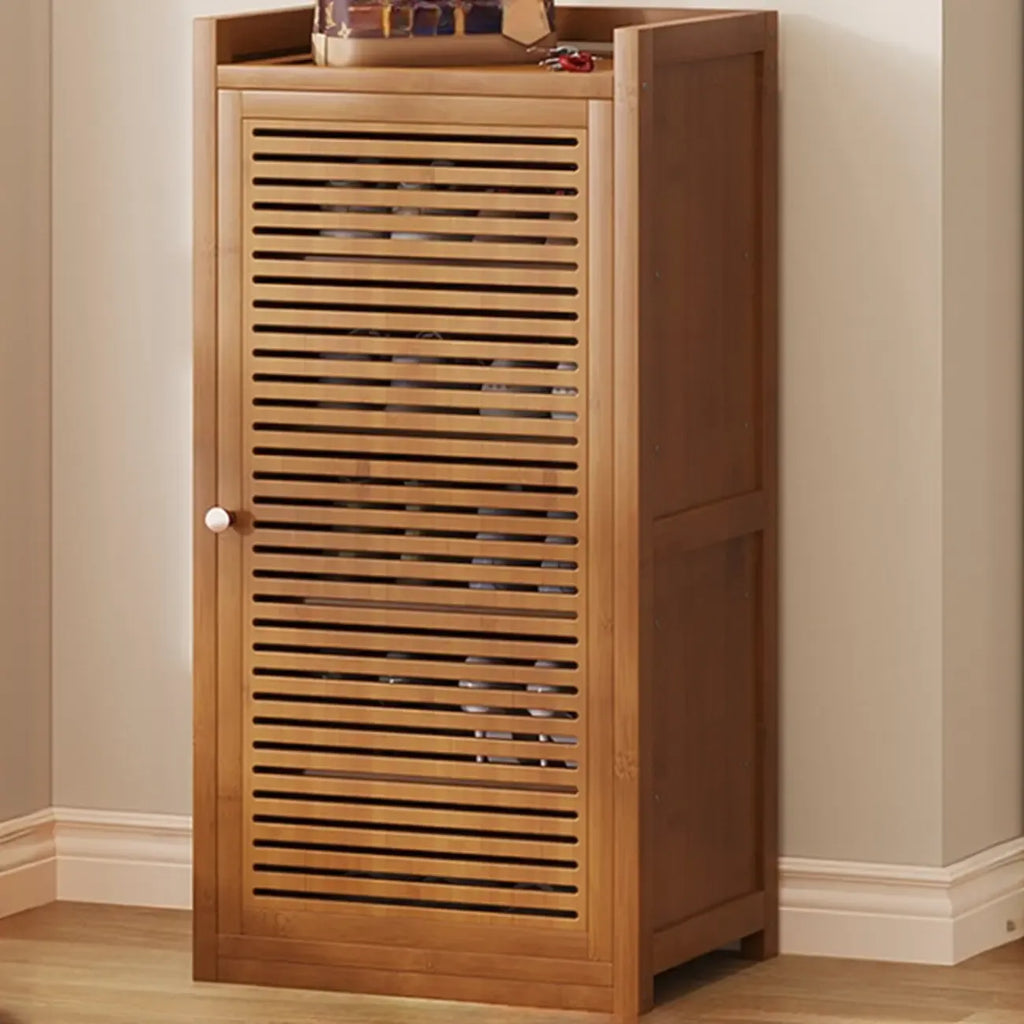 Rustic Bamboo Brown Shoe Cabinet for Entryway