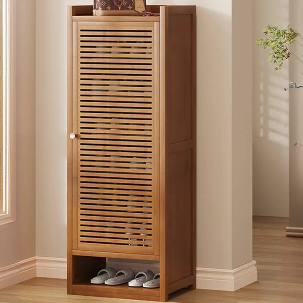Rustic Bamboo Brown Shoe Cabinet for Entryway