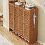 Rustic Bamboo Brown Shoe Cabinet for Entryway