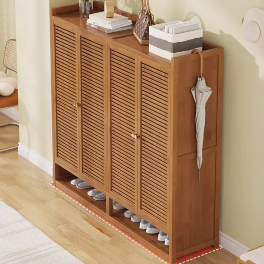 Rustic Bamboo Brown Shoe Cabinet for Entryway