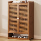 Rustic Bamboo Brown Shoe Cabinet for Entryway