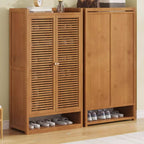 Rustic Bamboo Brown Shoe Cabinet for Entryway