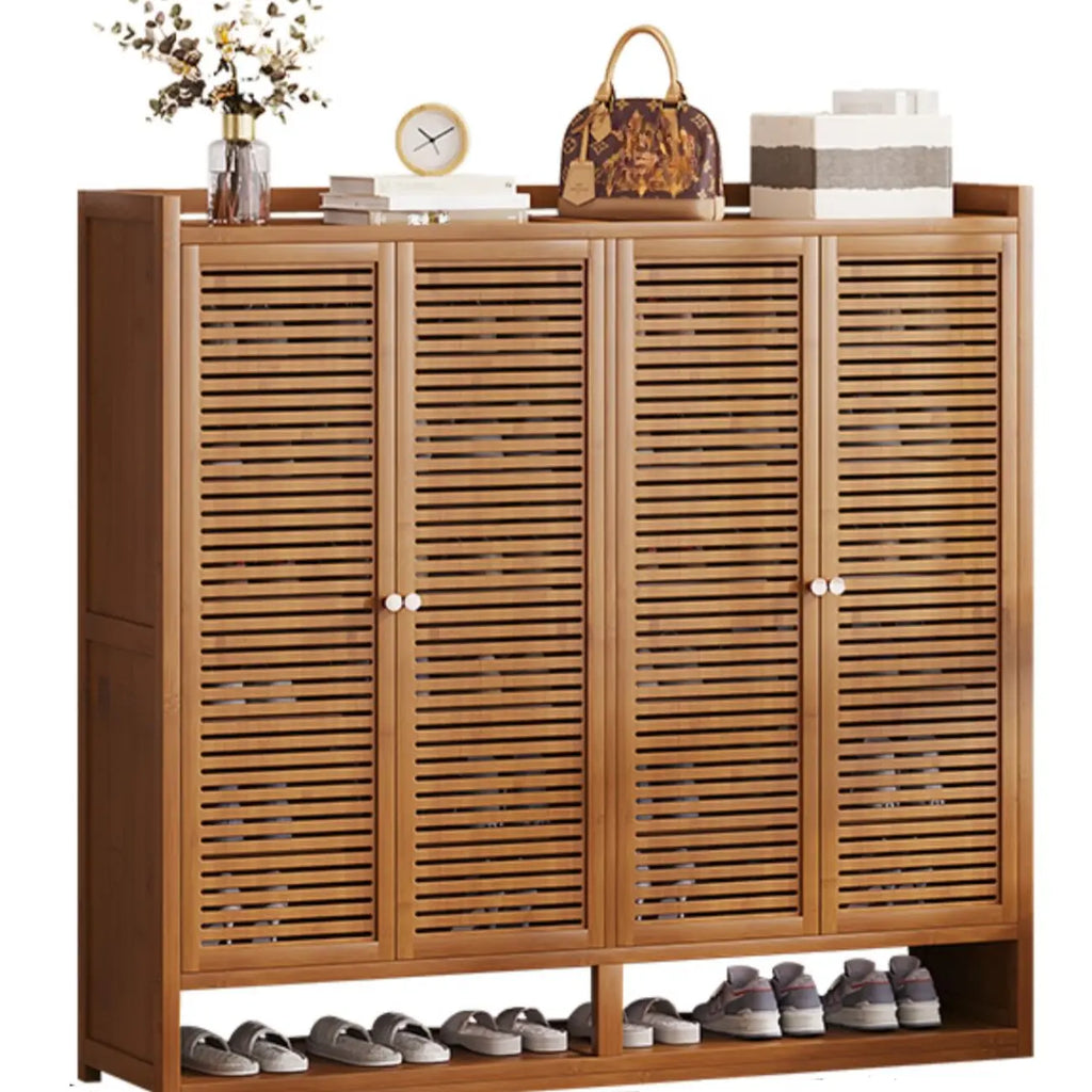 Rustic Bamboo Brown Shoe Cabinet for Entryway