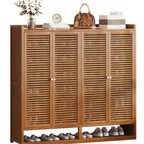 Rustic Bamboo Brown Shoe Cabinet for Entryway