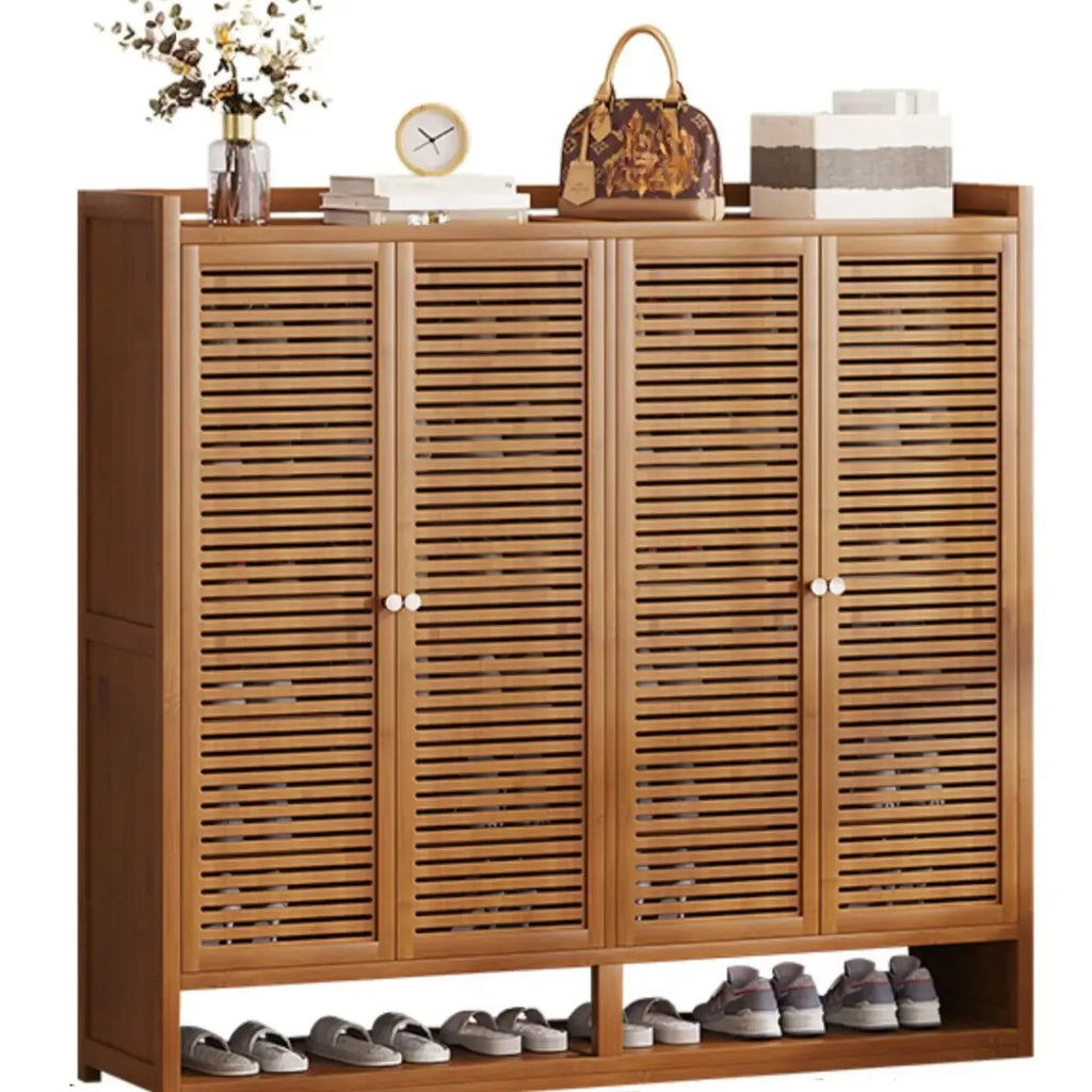 Rustic Bamboo Brown Shoe Cabinet for Entryway