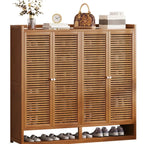 Rustic Bamboo Brown Shoe Cabinet for Entryway