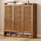 Rustic Bamboo Brown Shoe Cabinet for Entryway