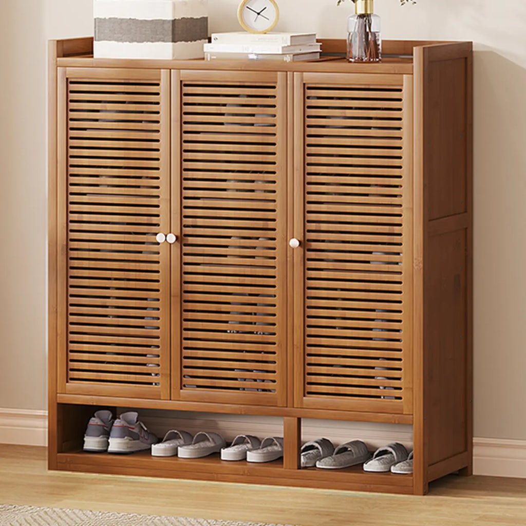 Rustic Bamboo Brown Shoe Cabinet for Entryway