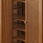 Rustic Bamboo Brown Shoe Cabinet for Entryway