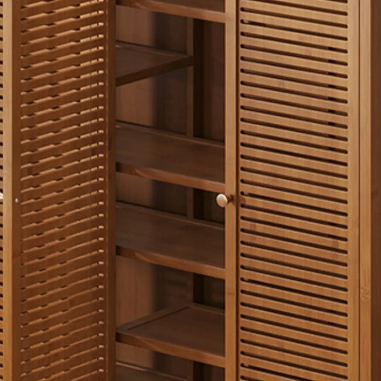 Rustic Bamboo Brown Shoe Cabinet for Entryway