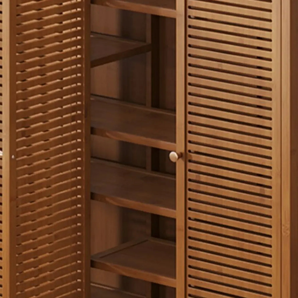 Rustic Bamboo Brown Shoe Cabinet for Entryway