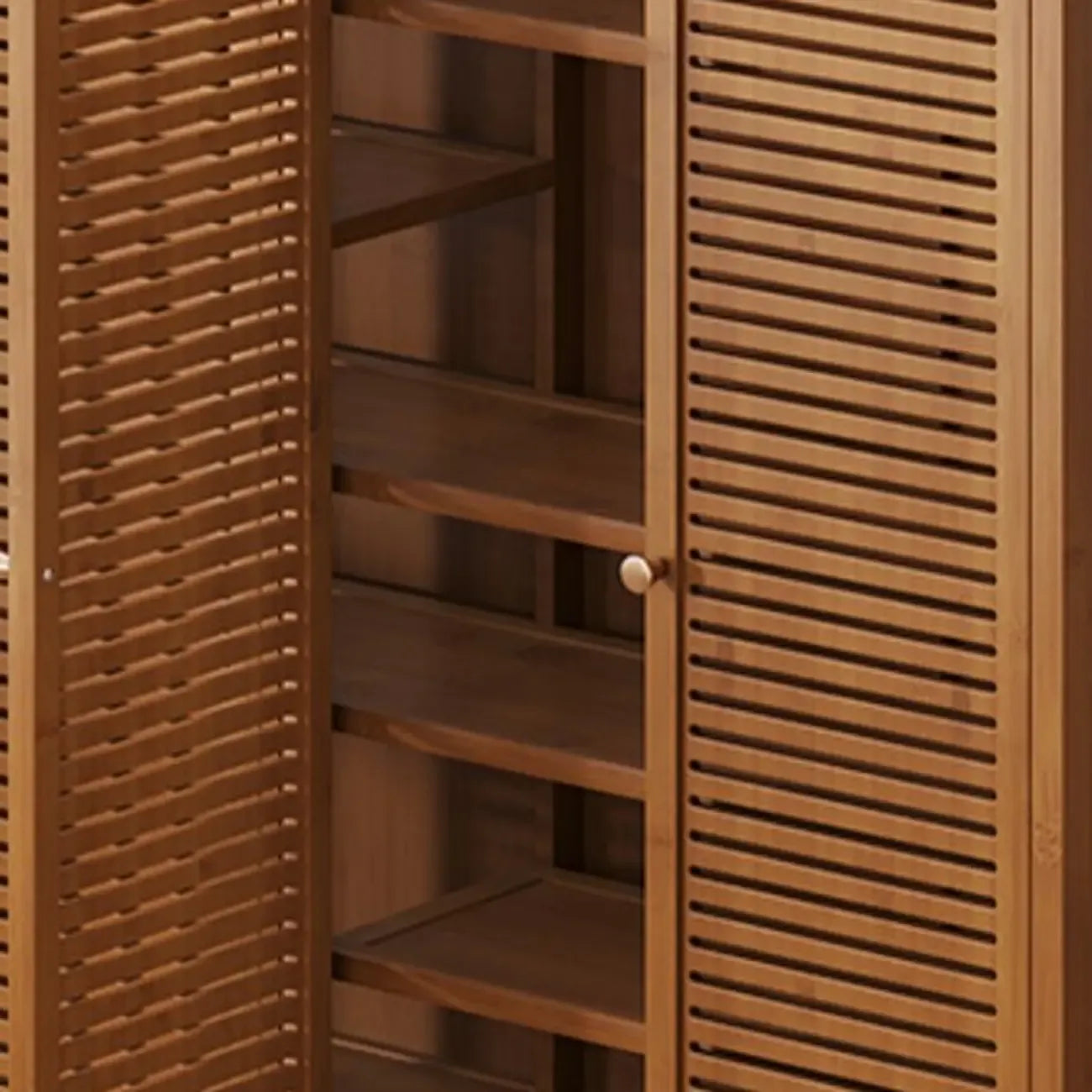 Rustic Bamboo Brown Shoe Cabinet for Entryway